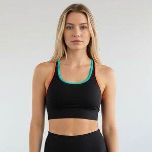 Splits59 Black and Orange Racerback‎ Sports Bra